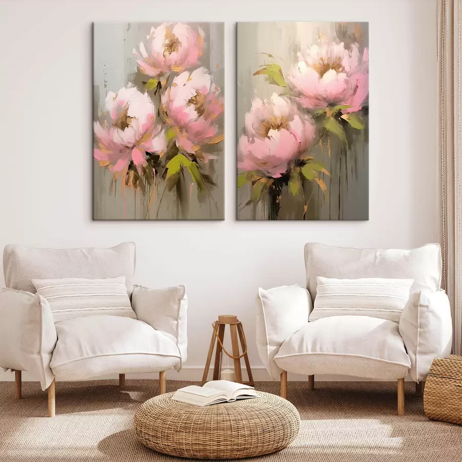 wall murals Pink peony flowers m00401