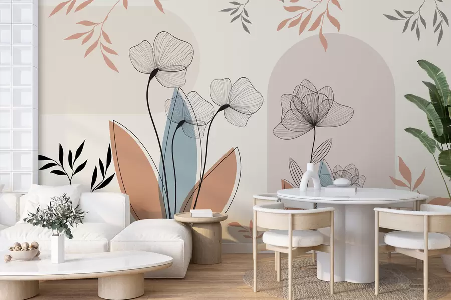 Wall Mural Photo Wallpaper Boho style flowers and branches w02754