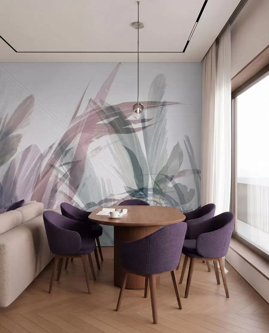 wall murals Soft foliage in gentle hues w00798v1