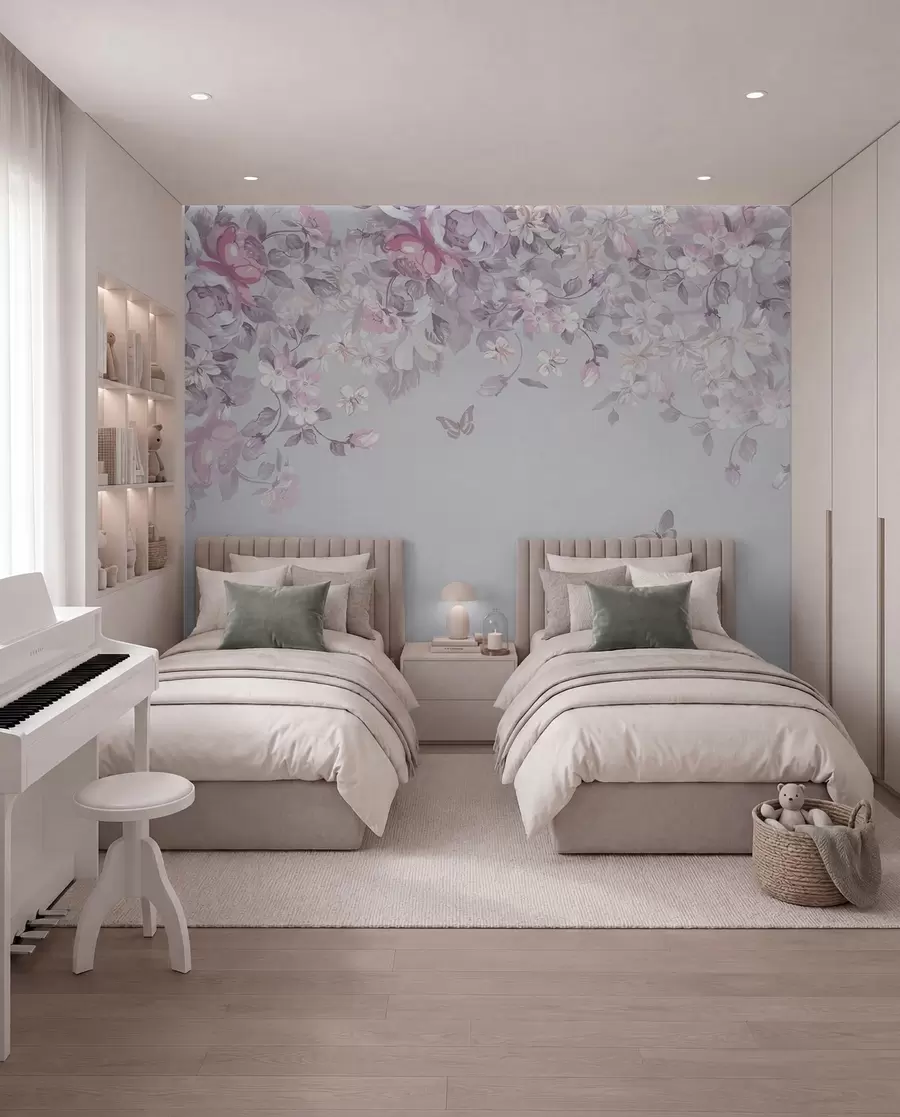 peintures murales Fleurs délicates et papillons volants u94295v2