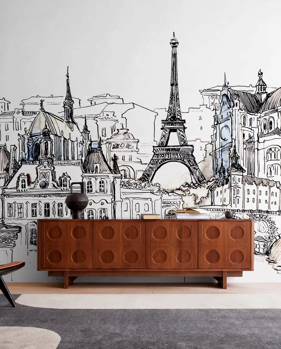 peintures murales Ligne d'horizon de Paris dans un contour artistique u77704