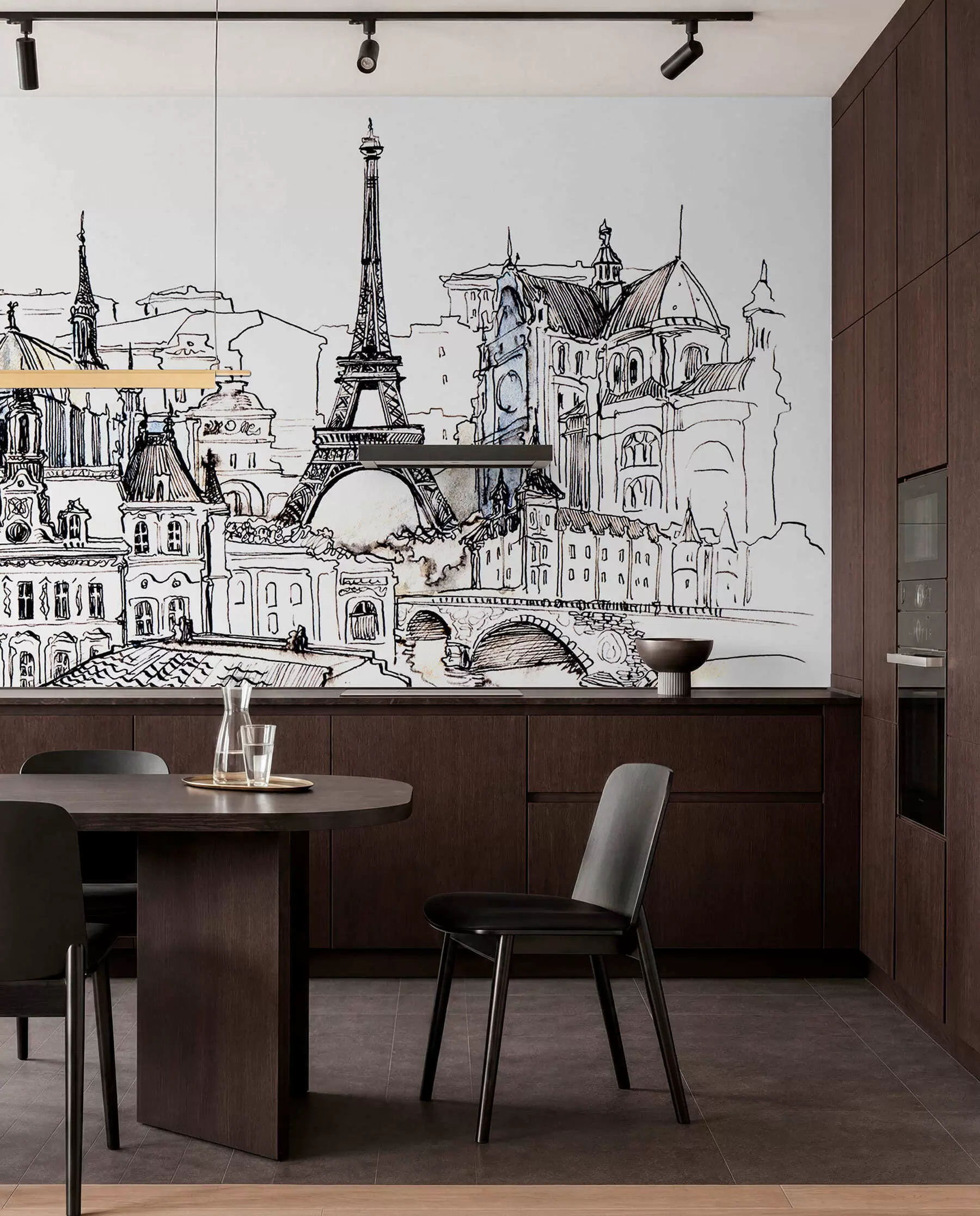 Wall Mural Photo Wallpaper Parisian skyline in artistic outline u77704