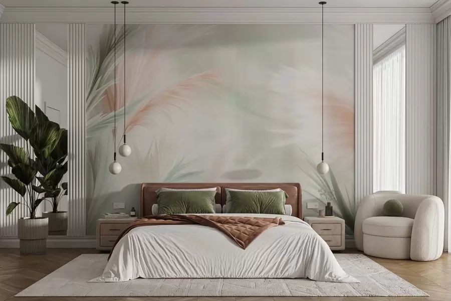 murales tierna hierba de la pampa en delicados colores w02688