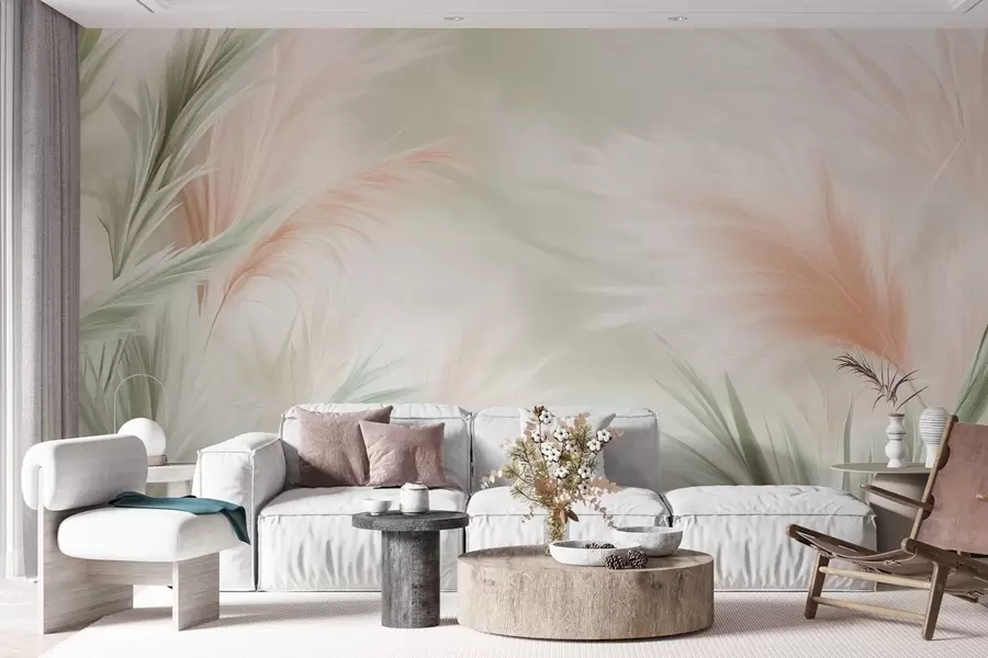 Wall Mural Photo Wallpaper tender pampas grass in delicate colors w02688