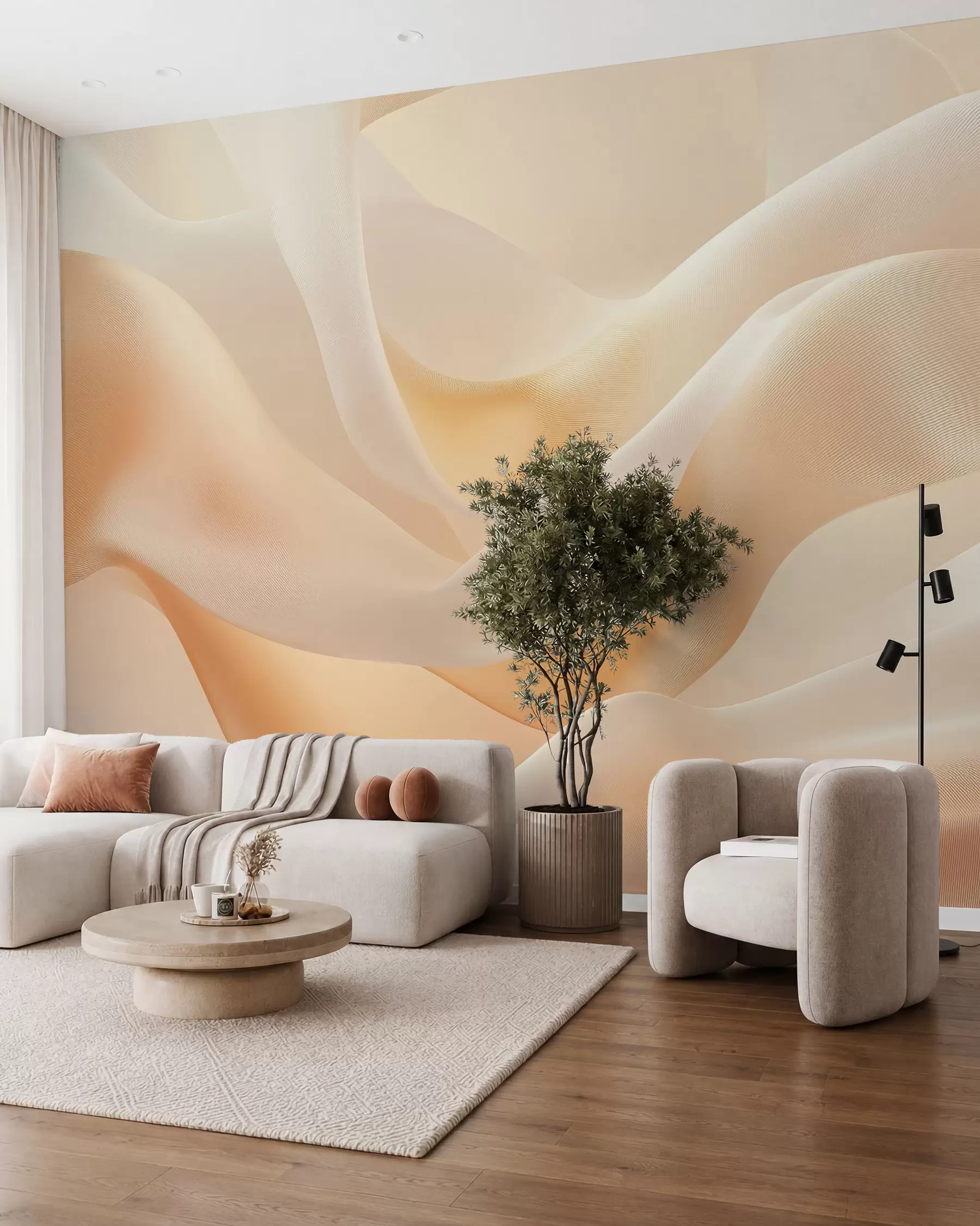 peintures murales Plis soyeux à la lumière miel w02765