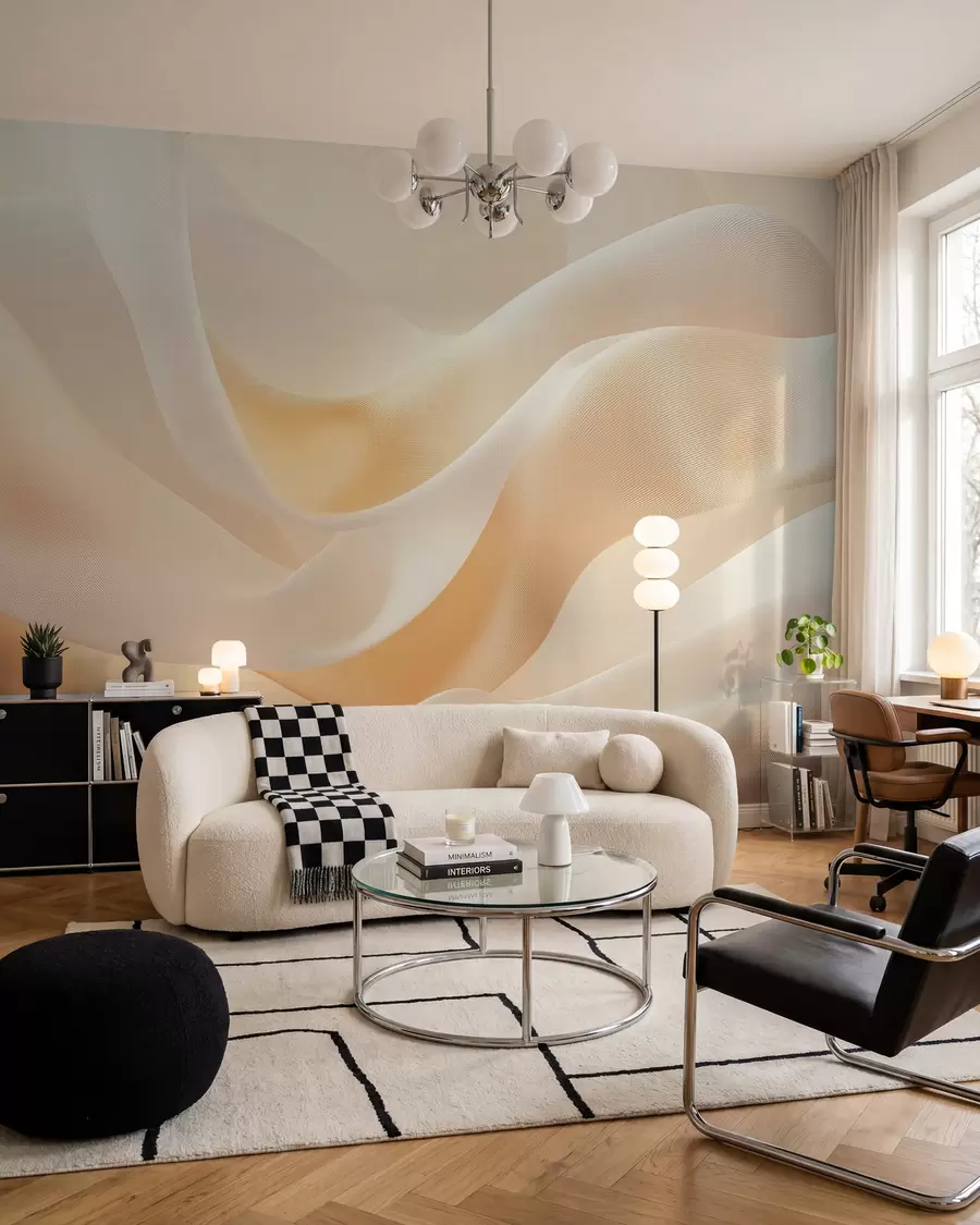 Wall Mural Photo Wallpaper Silk Folds in Honey Light w02765