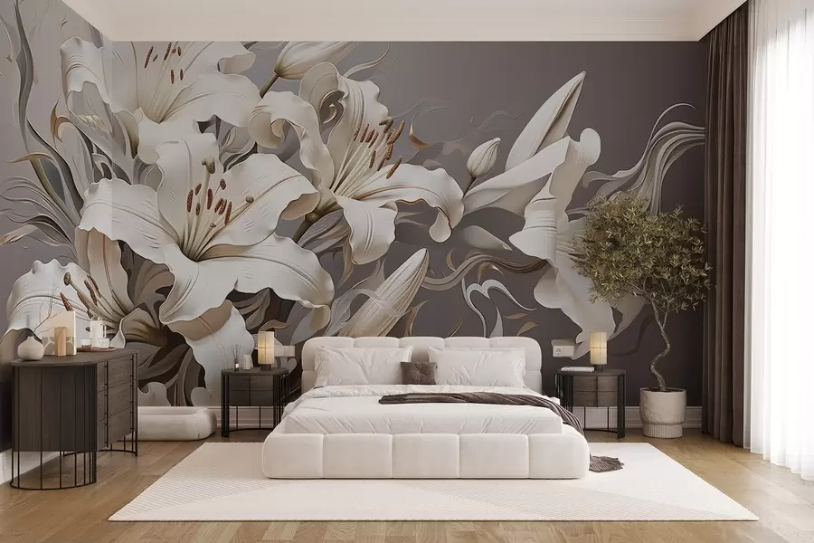 peintures murales Lys blancs sophistiqués dans des tons pastel w08633v1