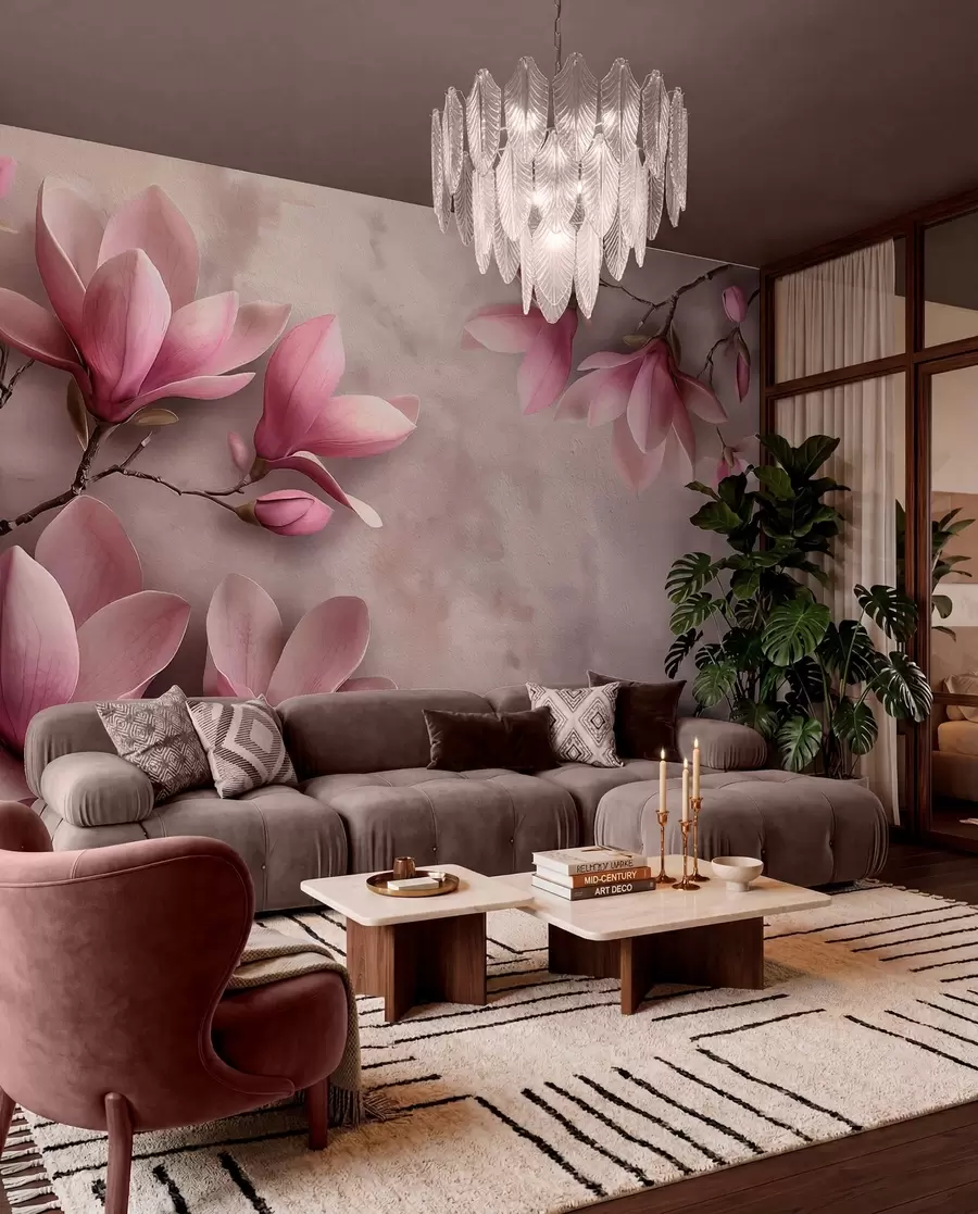 wall murals Magnolia on Mauve w08636