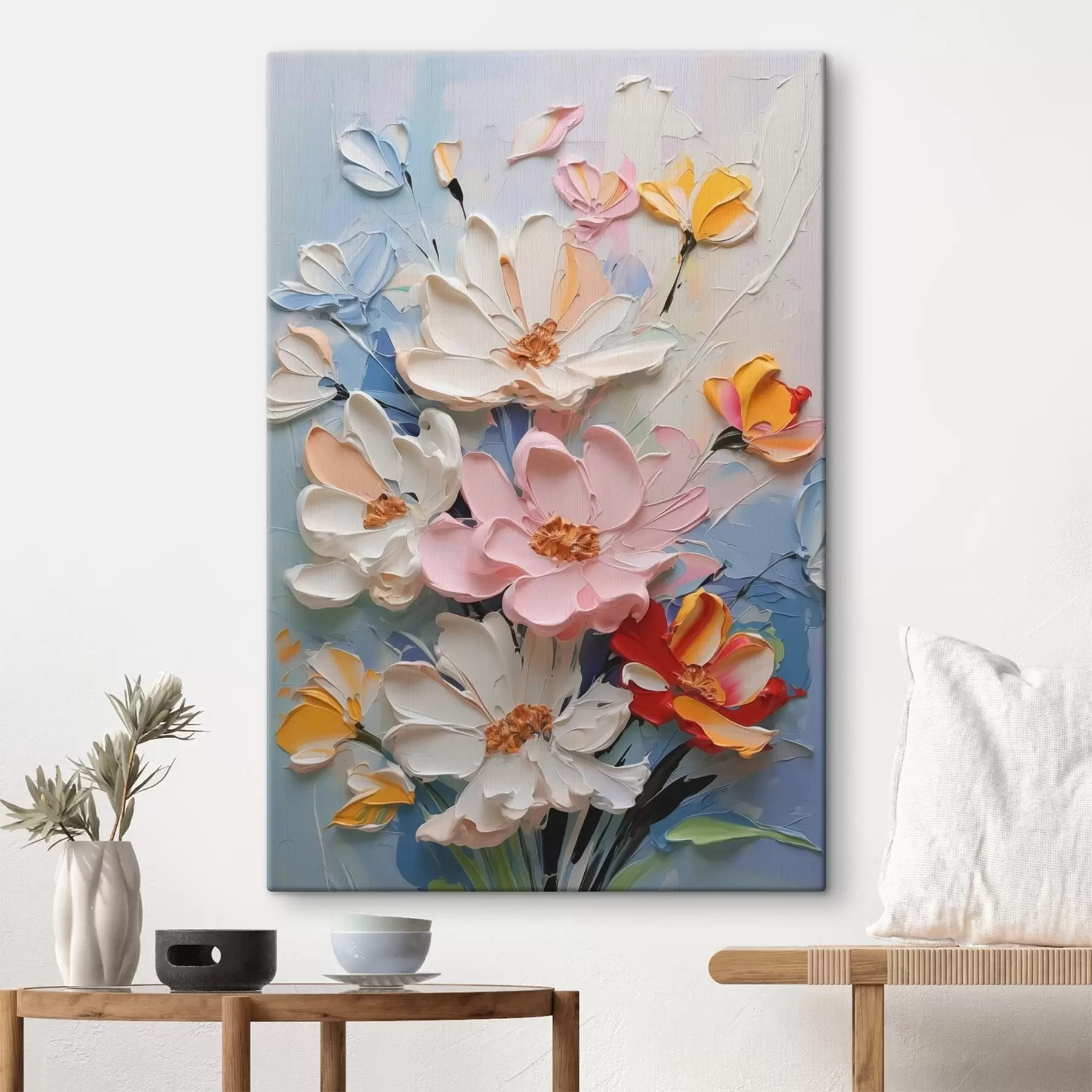 wall murals Bright flowers imitate paint strokes s42419