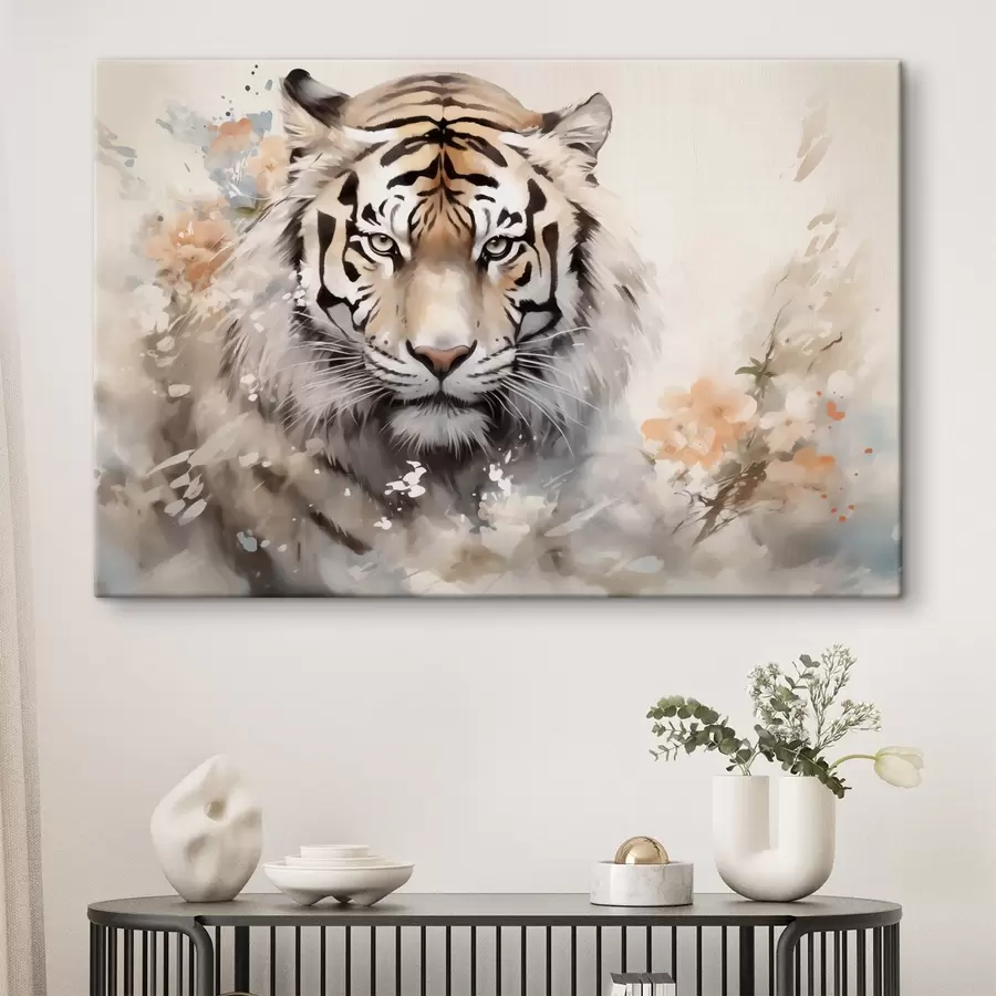 murales Retrato abstracto de un tigre entre manchas s42421