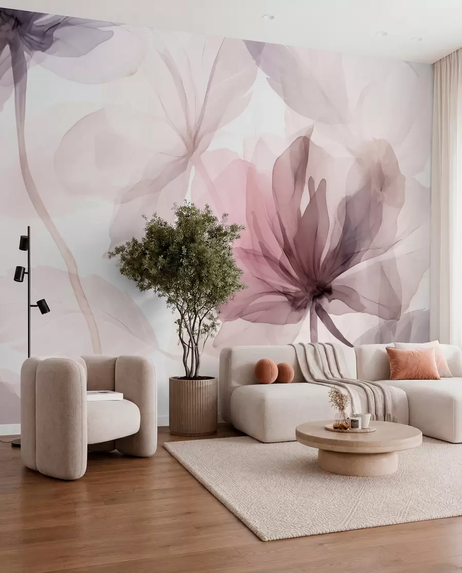 Wall Mural Photo Wallpaper Ephemeral flowers in delicate pastel colours w02755