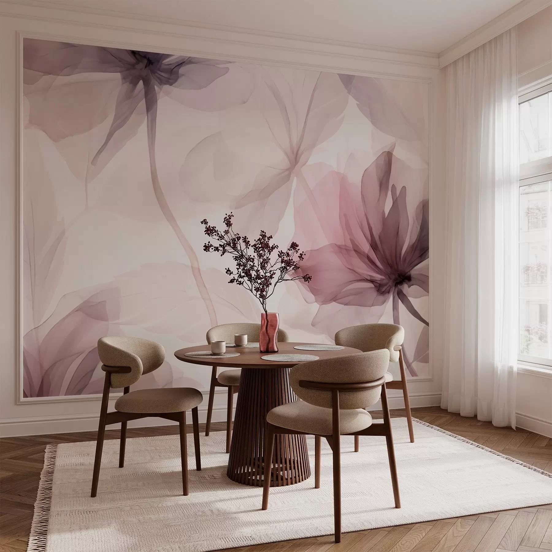 Wall Mural Photo Wallpaper Ephemeral flowers in delicate pastel colours w02755