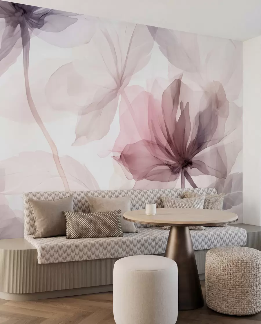wall murals Ephemeral flowers in delicate pastel colours w02755