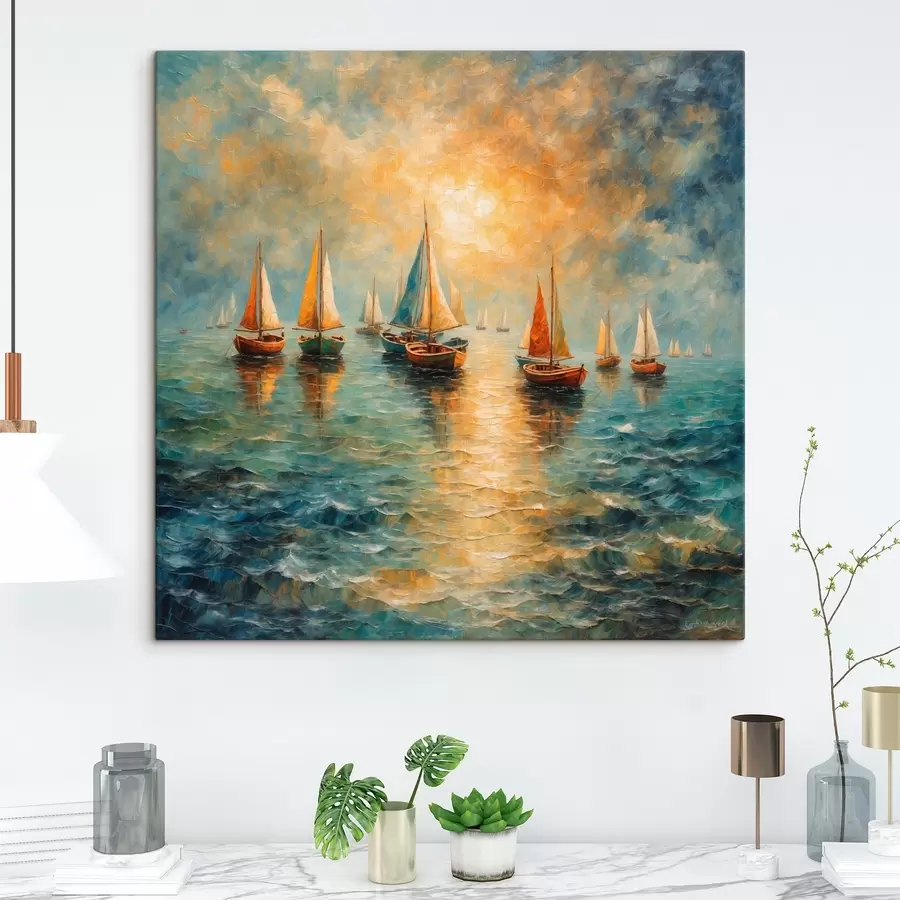 murales Barcos navegando hacia el atardecer s42251