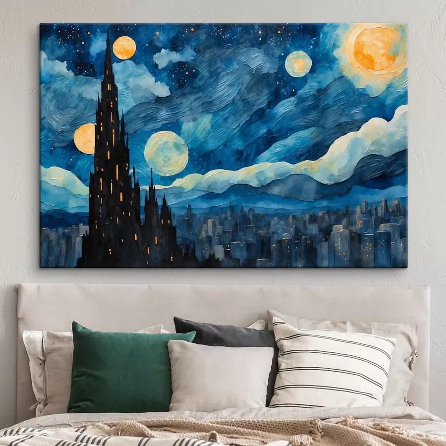 murales Ciudad nocturna al óleo s42268