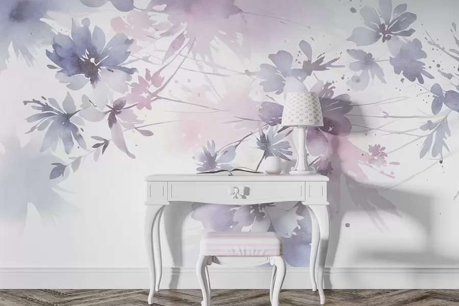 Wall Mural Photo Wallpaper Soft, pastel-colored abstract textured flowers with blurred backgrounds , creating a dreamy, ethereal atmosphere w08645