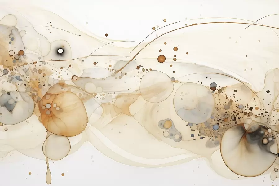wall murals Abstract ink art, fluid style, beige color palette w02744