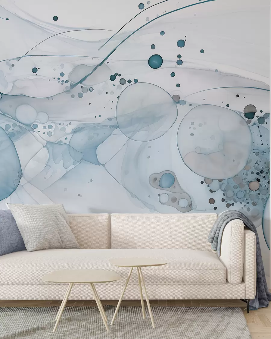 wall murals Blue Ink and Silver Orbits w02744v2