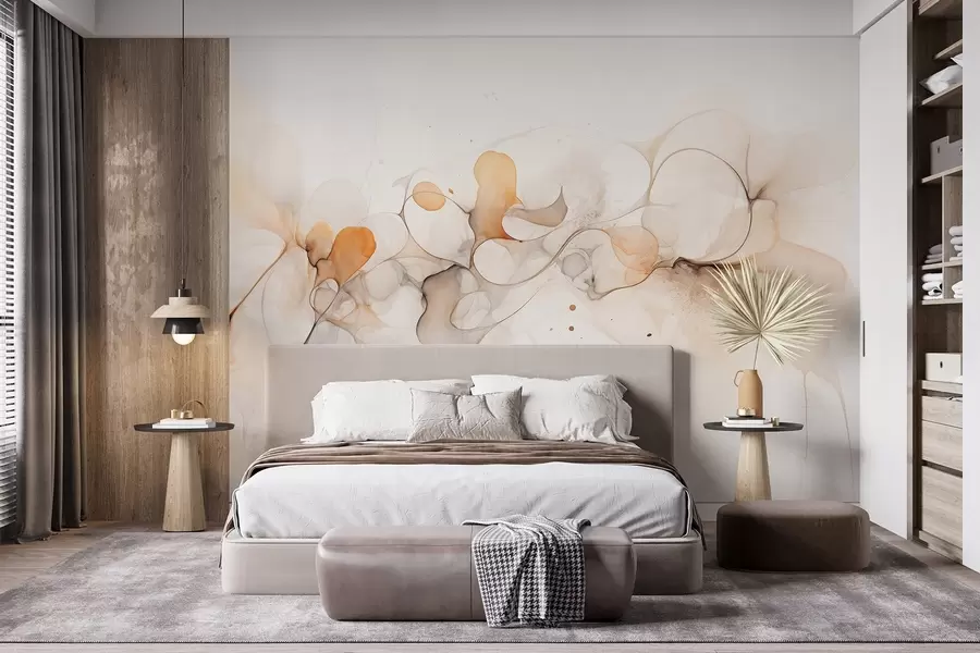 peintures murales Style artistique fluide, abstraction, couleurs douces et beiges w02745
