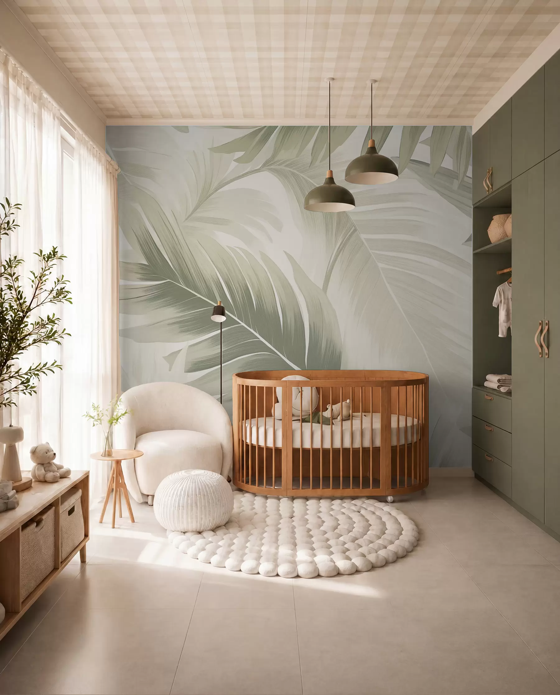 peintures murales Silhouettes en vert sauge w02858