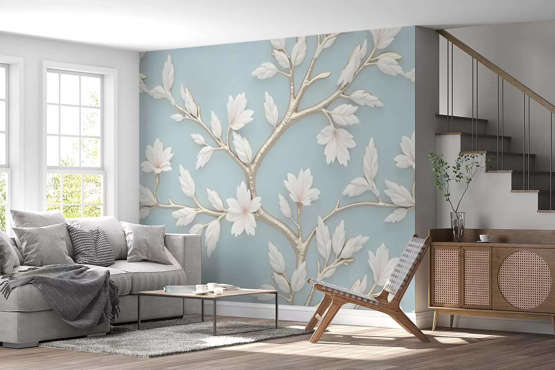 murales Una rama en flor pintada al óleo w02842