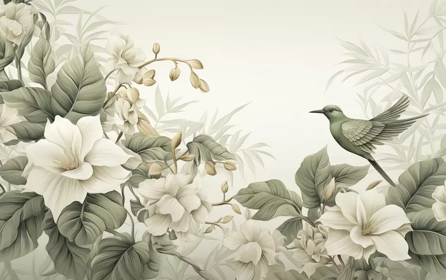 wall murals Tropical landscape with flowers w02844