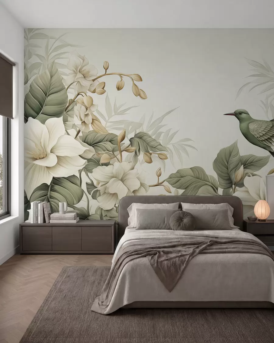 peintures murales Paysage tropical avec des fleurs w02844