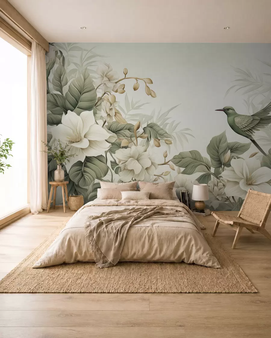 peintures murales Paysage tropical avec des fleurs w02844