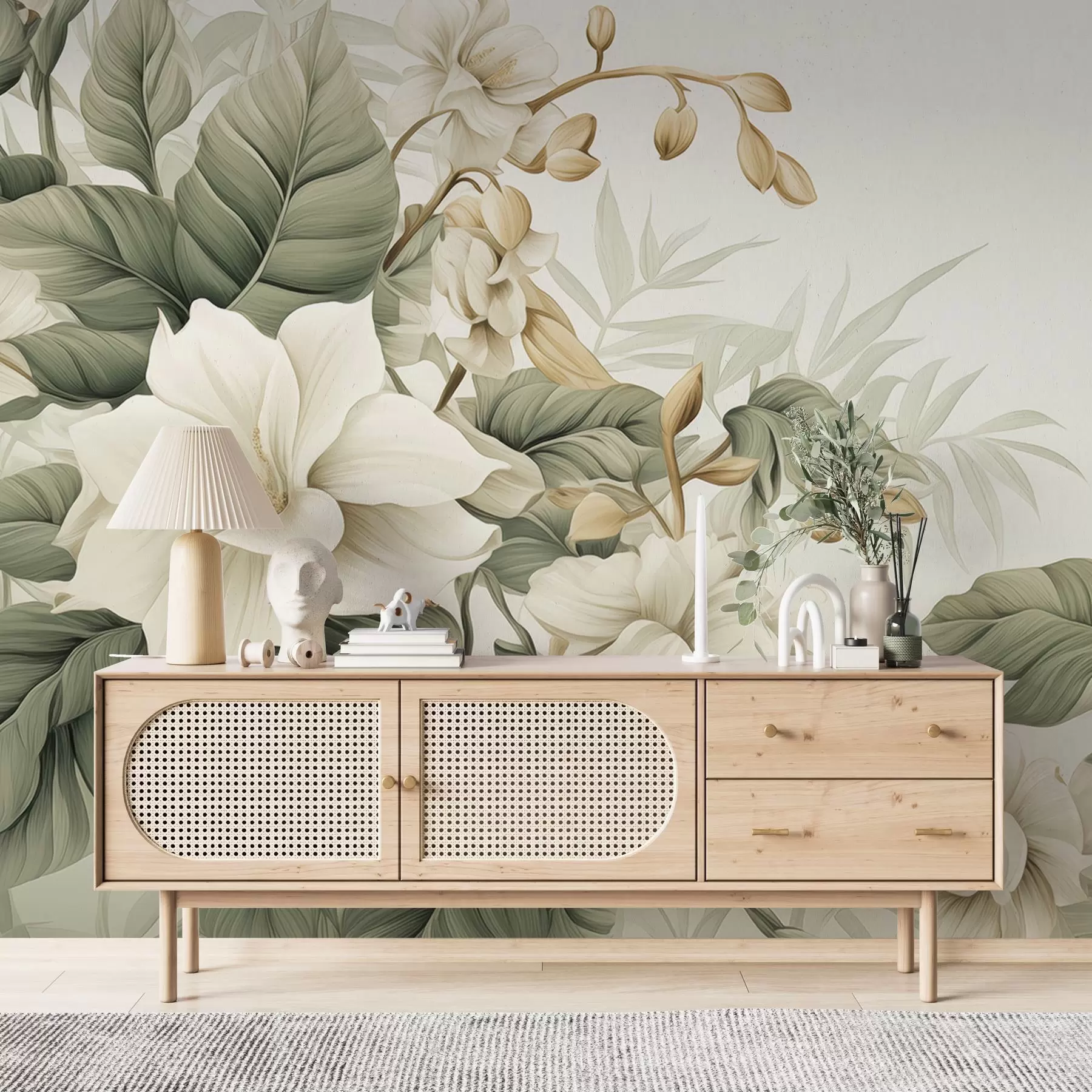 murales Paisaje tropical con flores w02844