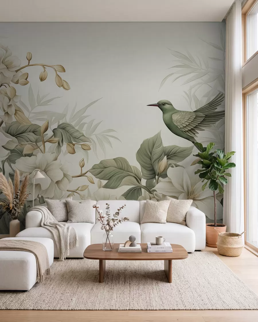 Wall Mural Photo Wallpaper Tropical landscape with flowers w02844