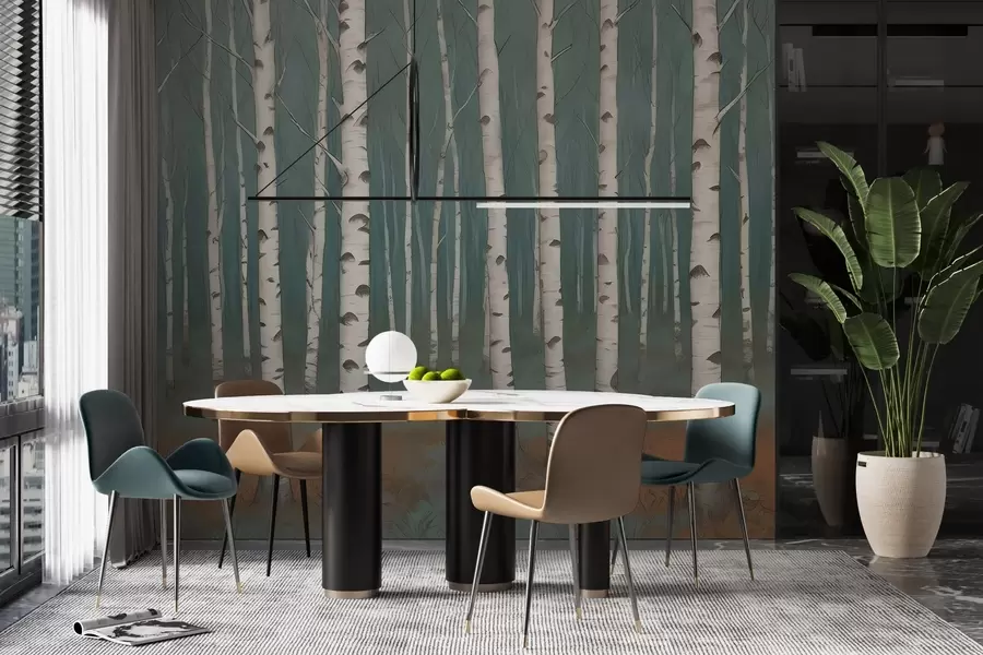 murales Abedules de acuarela w02845