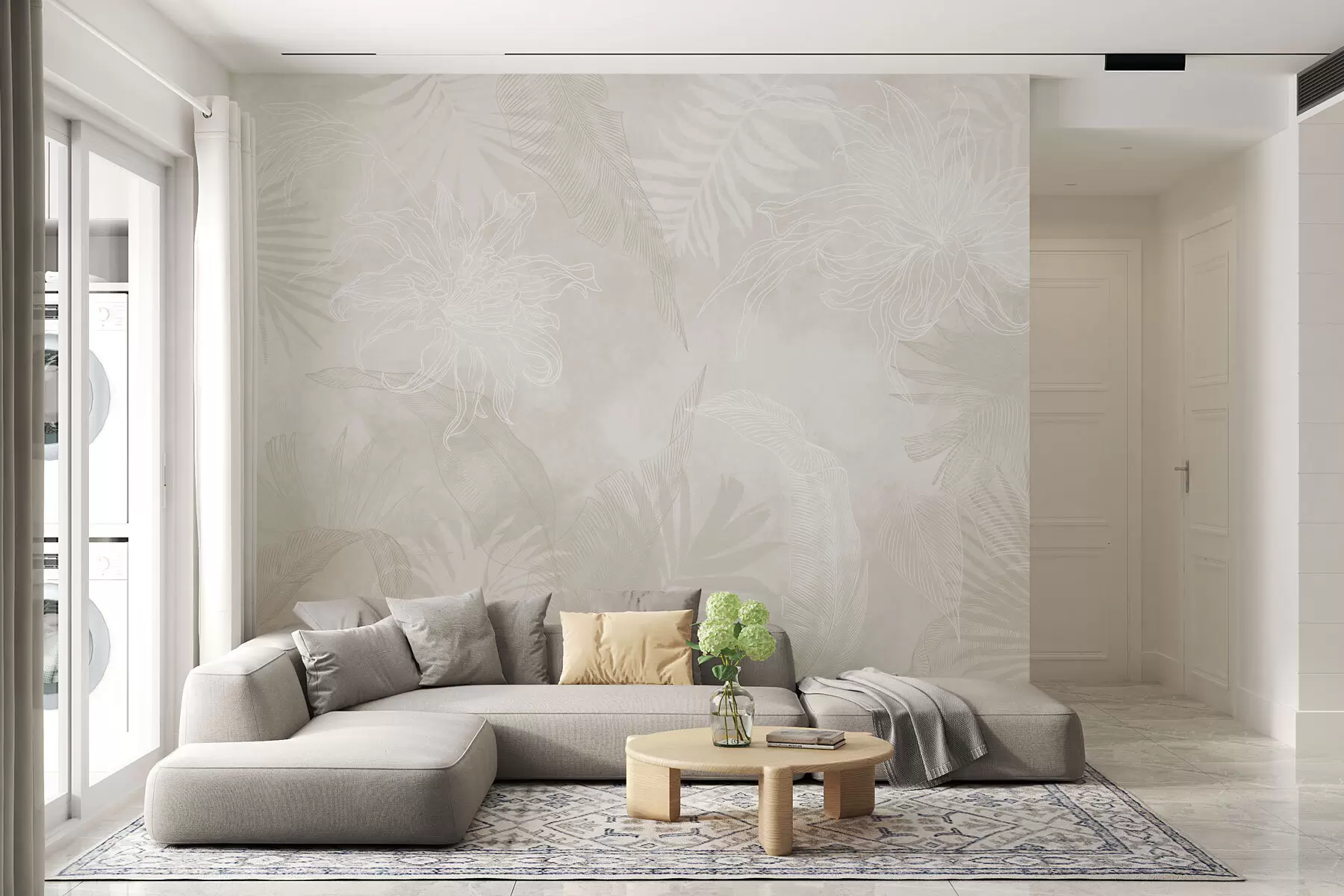murais de parede Folhagem tropical com um efeito grunge w02737v1