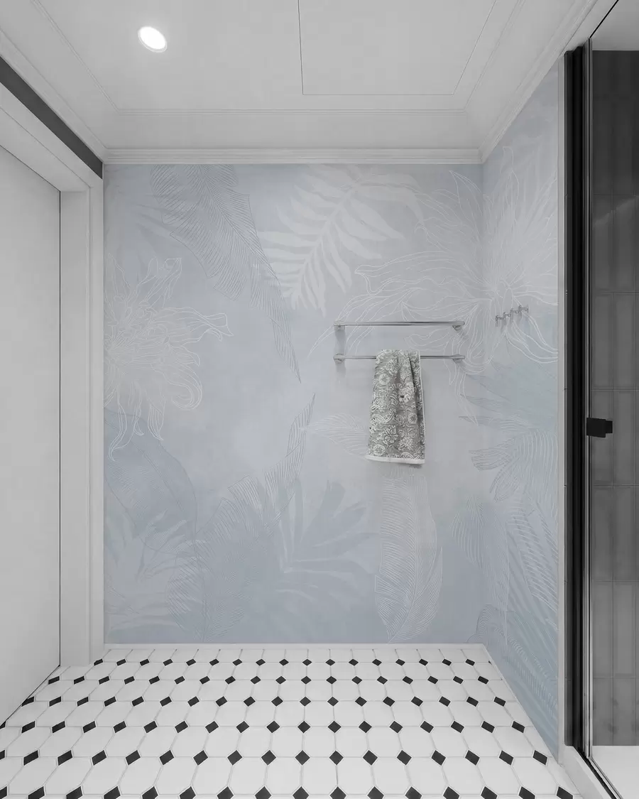 Wall Mural Photo Wallpaper Grunge effect tropical foliage with a blue tint w02737v3