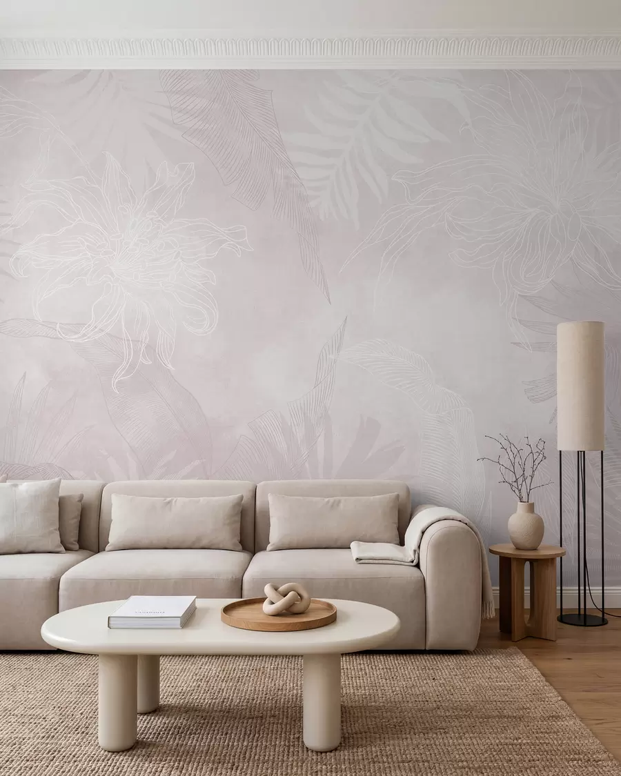 wall murals Palm Fronds in Rose Mist w02737v4