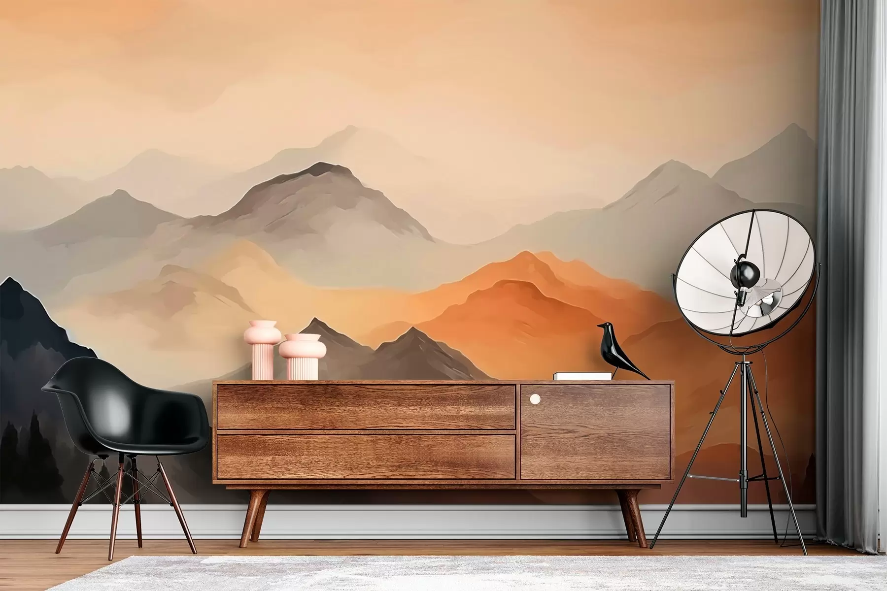 peintures murales Horizon de montagnes ambrées w02825