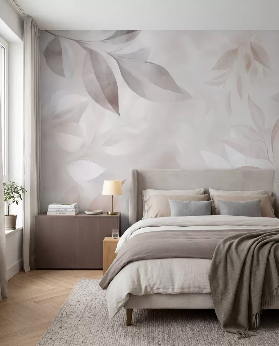 Wall Mural Photo Wallpaper Delicate foliage in pastel colors w02770