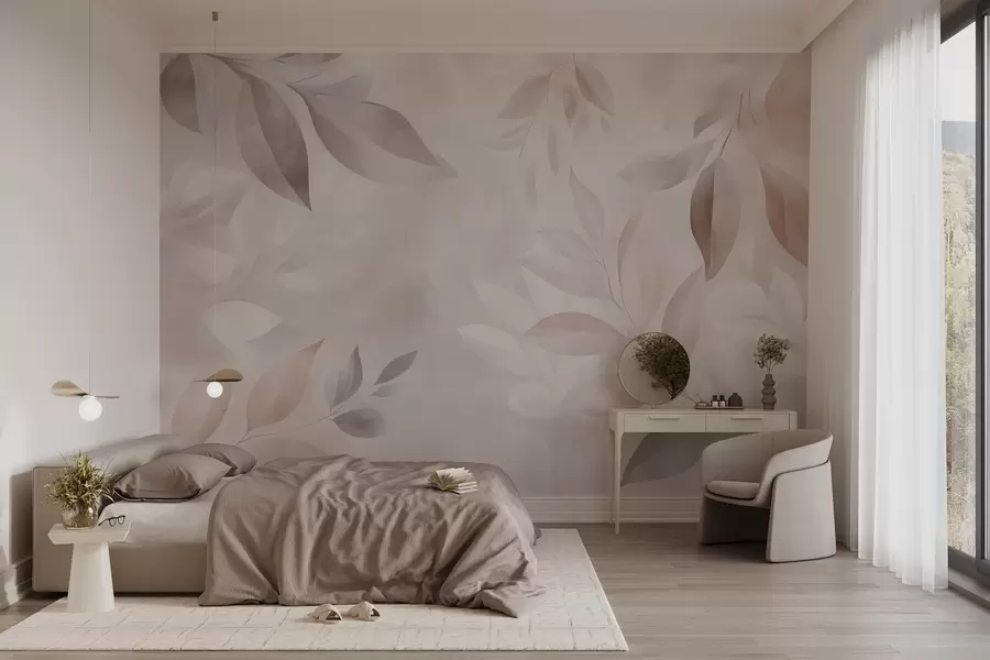 Wall Mural Photo Wallpaper Delicate foliage in pastel colors w02770