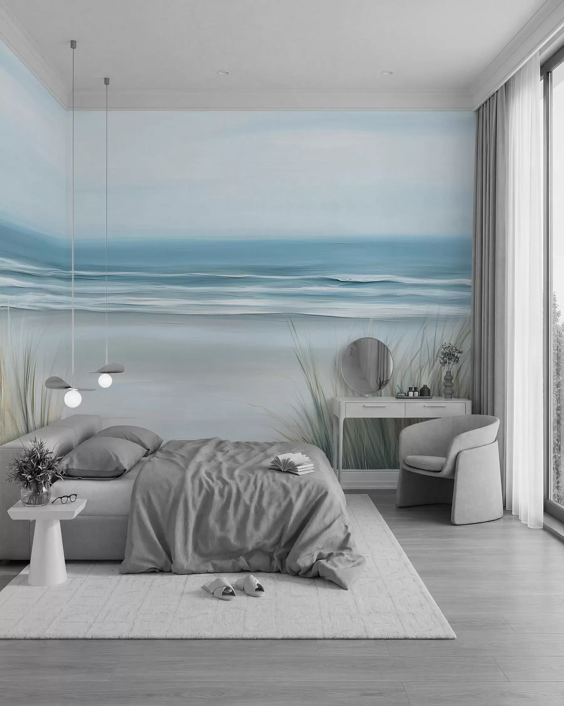 Wall Mural Photo Wallpaper Landscape with a wild beach in the style of oil painting w02869