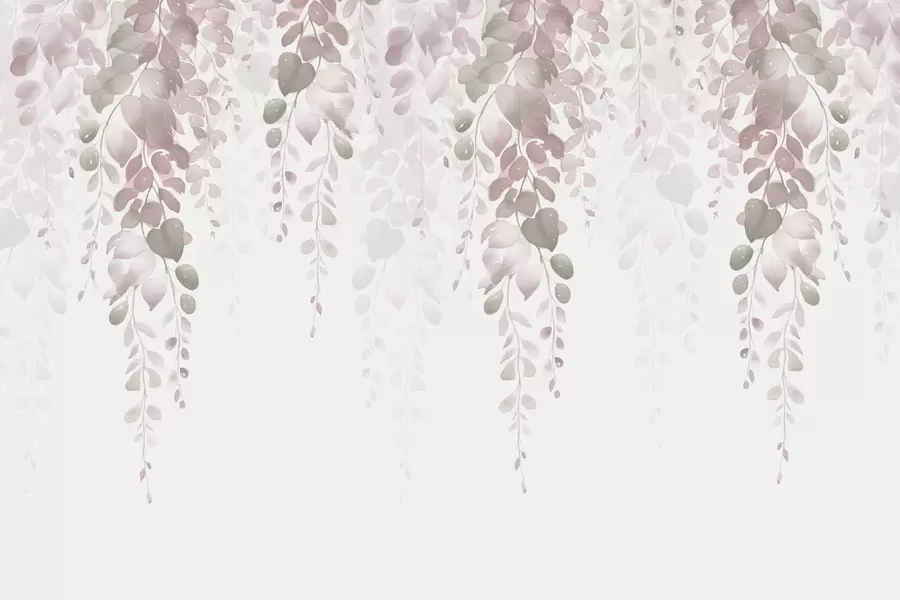 wall murals Hanging branches with leaves imitation of watercolor w02885