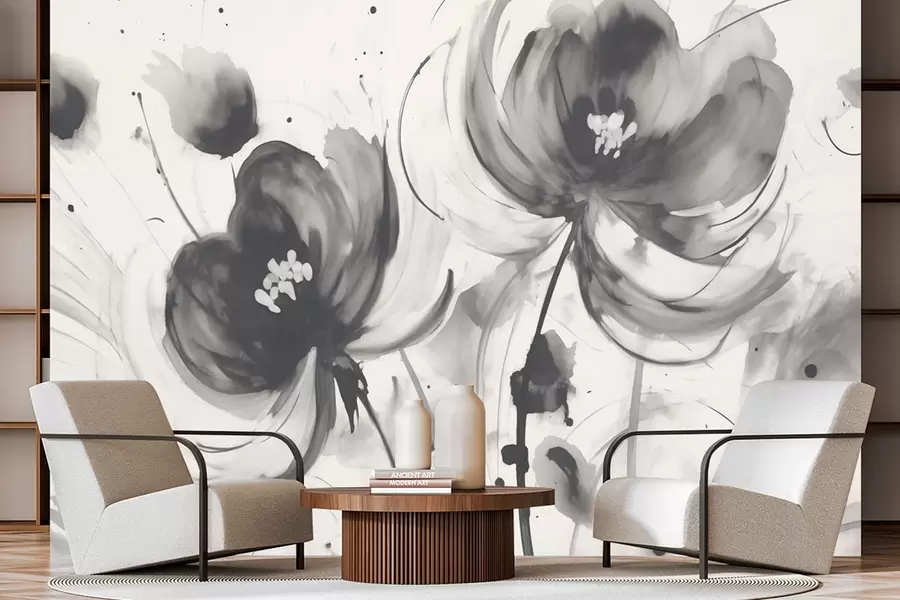 Wall Mural Photo Wallpaper Black flowers w02878