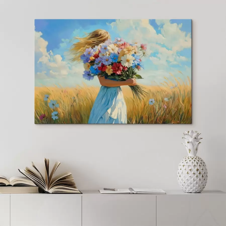 wall murals Girl with wildflowers s42599