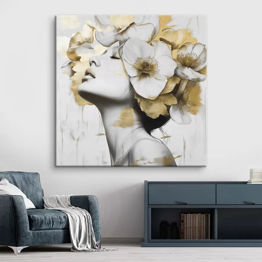 wall murals A girl with flowers on her head s42606