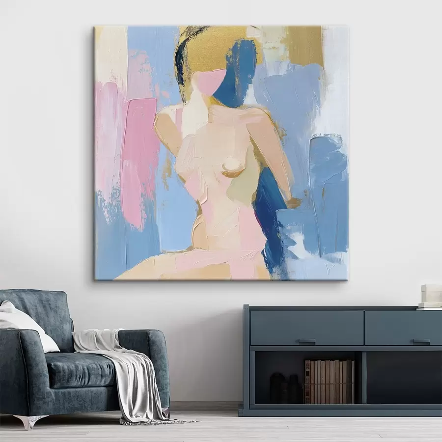 murales Dibujo abstracto de una niña creado con trazos de pintura s42609