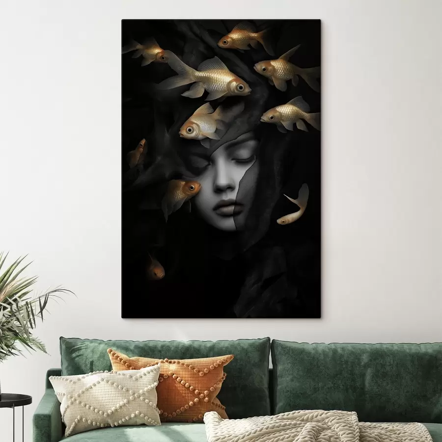 wall murals Girl and goldfish s42612
