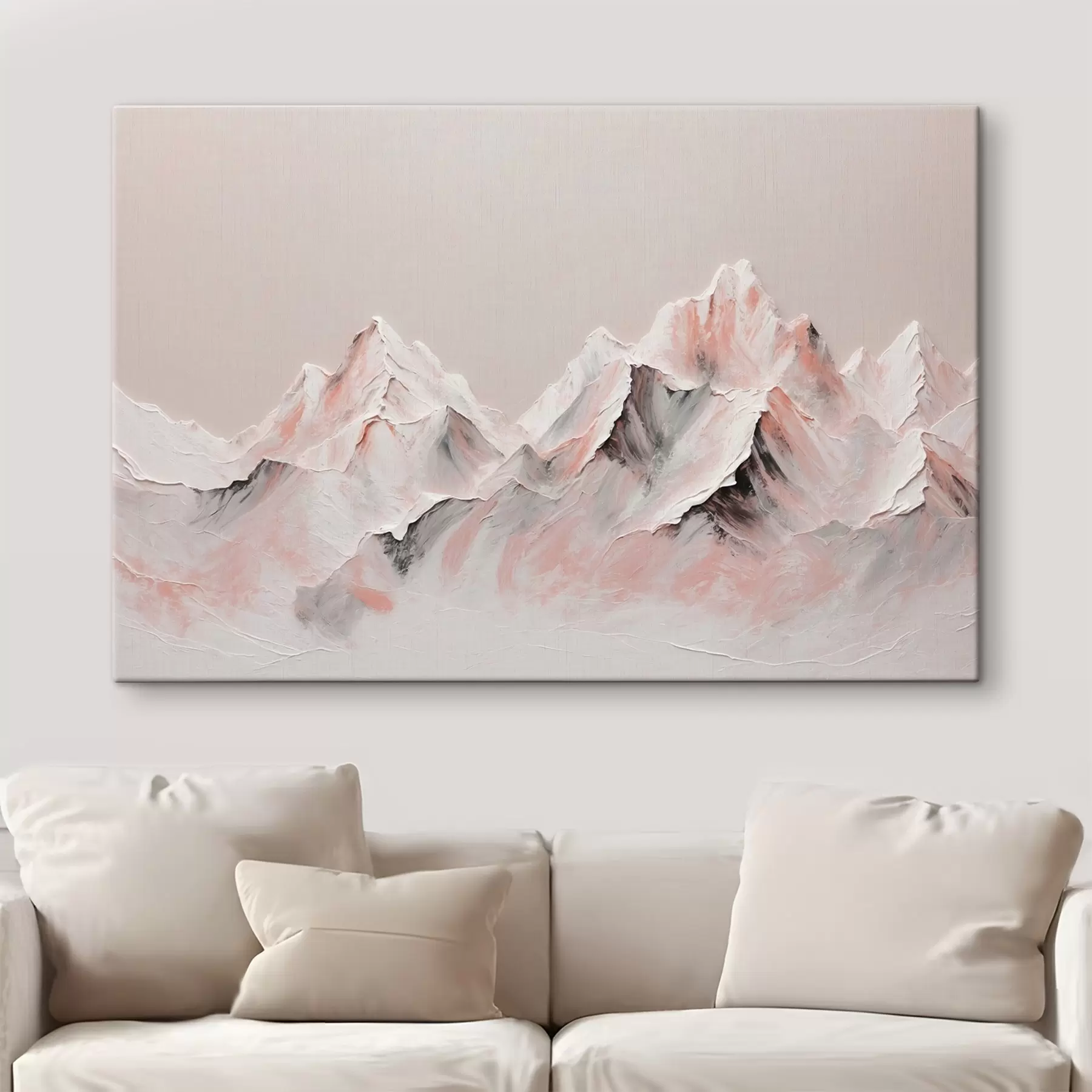 wall murals Mountains on white background in oil painting style s42515