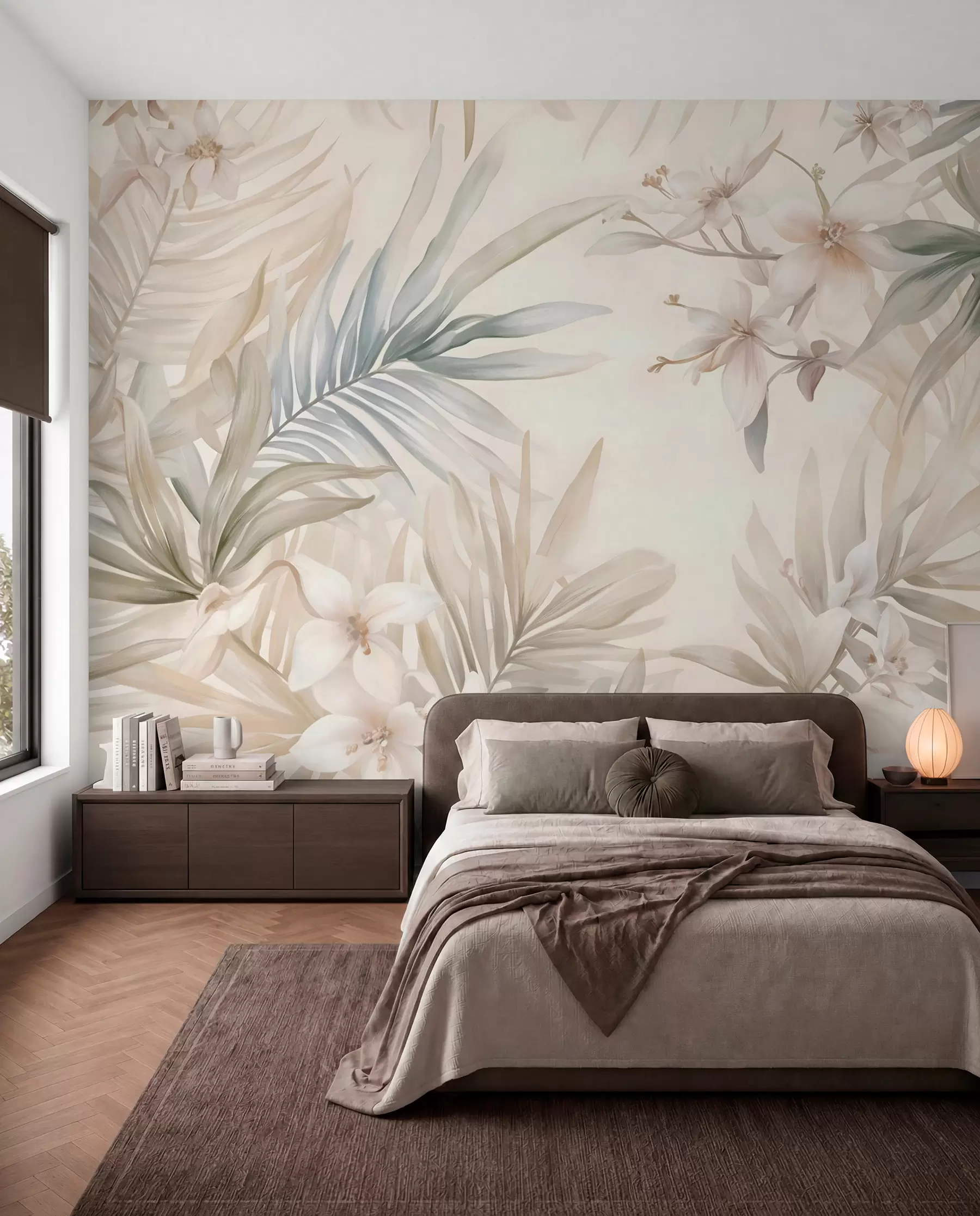 Wall Mural Photo Wallpaper Pastel Tropical Fronds w08660