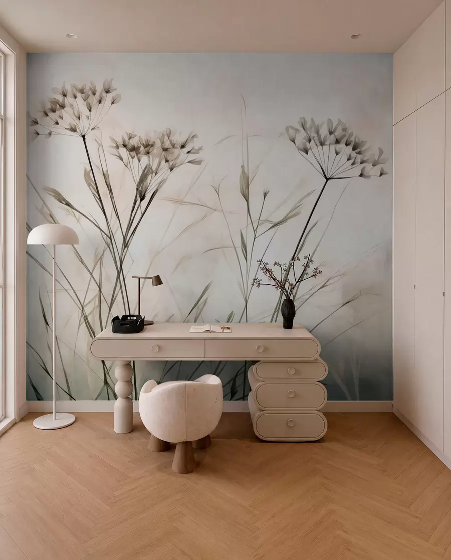 Wall Mural Photo Wallpaper Herbs in watercolor blurry style w02920