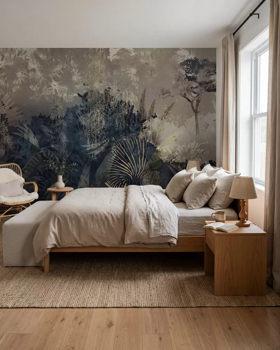 Wall Mural Photo Wallpaper Magical Africa with rainforest and vector elements with brown tint w02643v1