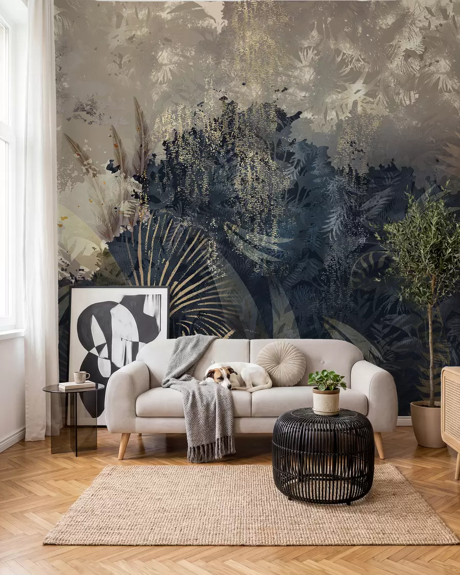 Wall Mural Photo Wallpaper Magical Africa with rainforest and vector elements with brown tint w02643v1