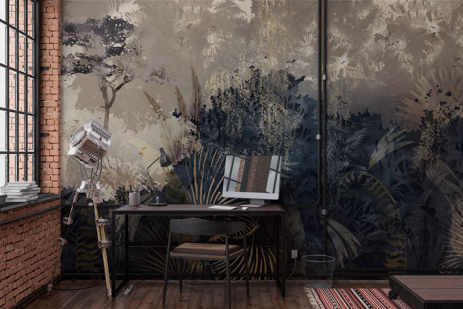 Wall Mural Photo Wallpaper Magical Africa with rainforest and vector elements with brown tint w02643v1